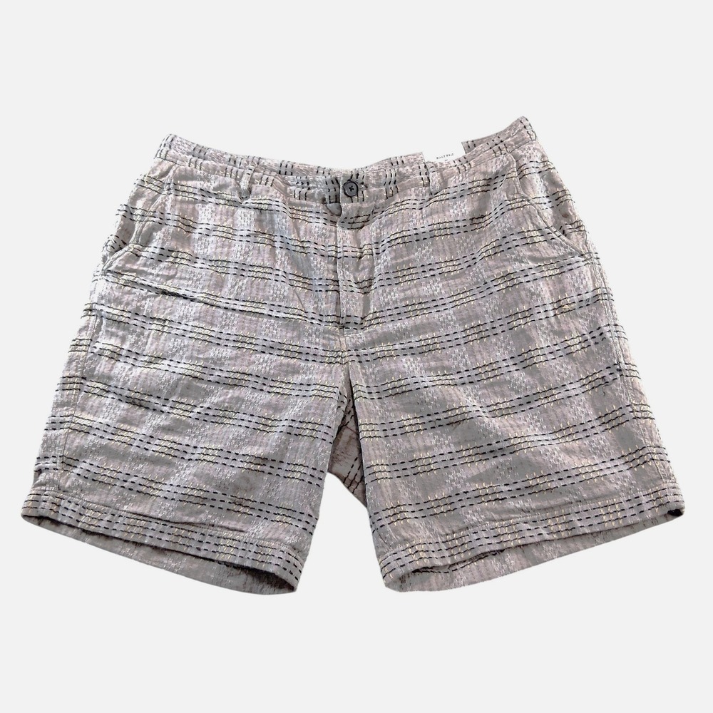 Billy Reid Shorts Mens 36 Taupe Striped Textured Woven 100% Cotton Casual